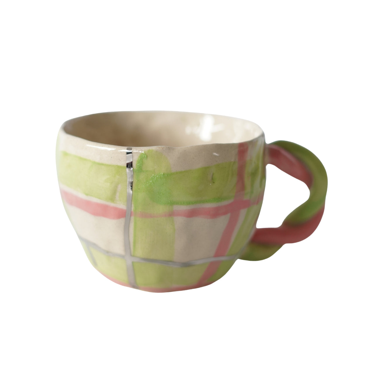 KUBEK CERAMICZNY GREEN ROSE STRIPES BLUEBELL CERAMICS