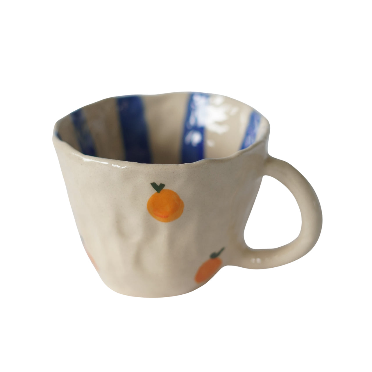 KUBEK CERAMICZNY ORANGE & BLUE STRIPES BLUEBELL CERAMICS