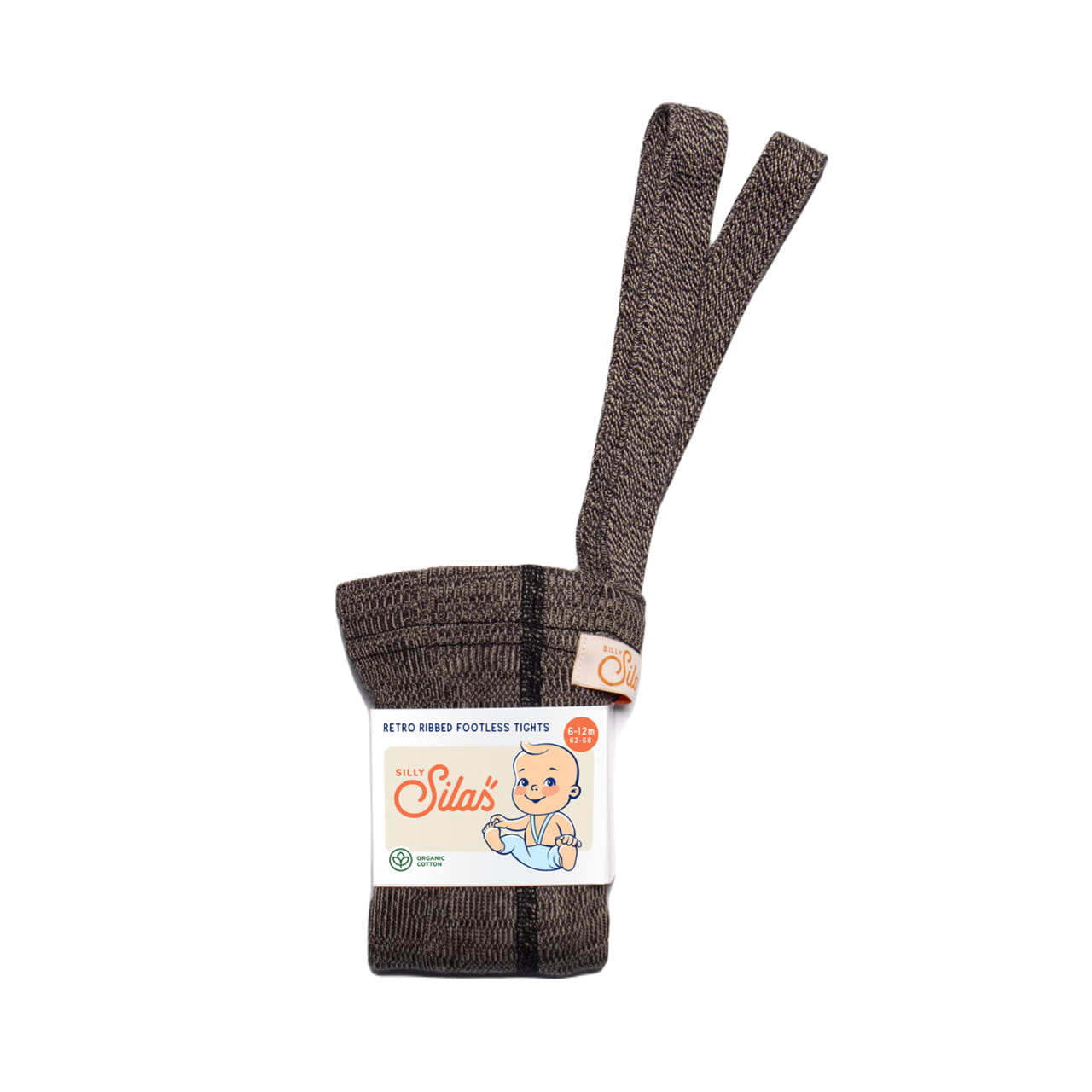 LEGGINSY DZIECIĘCE Z SZELKAMI W STYLU RETRO ZE 100% BAWEŁNY LICORICE PEANUT SILLY SILAS