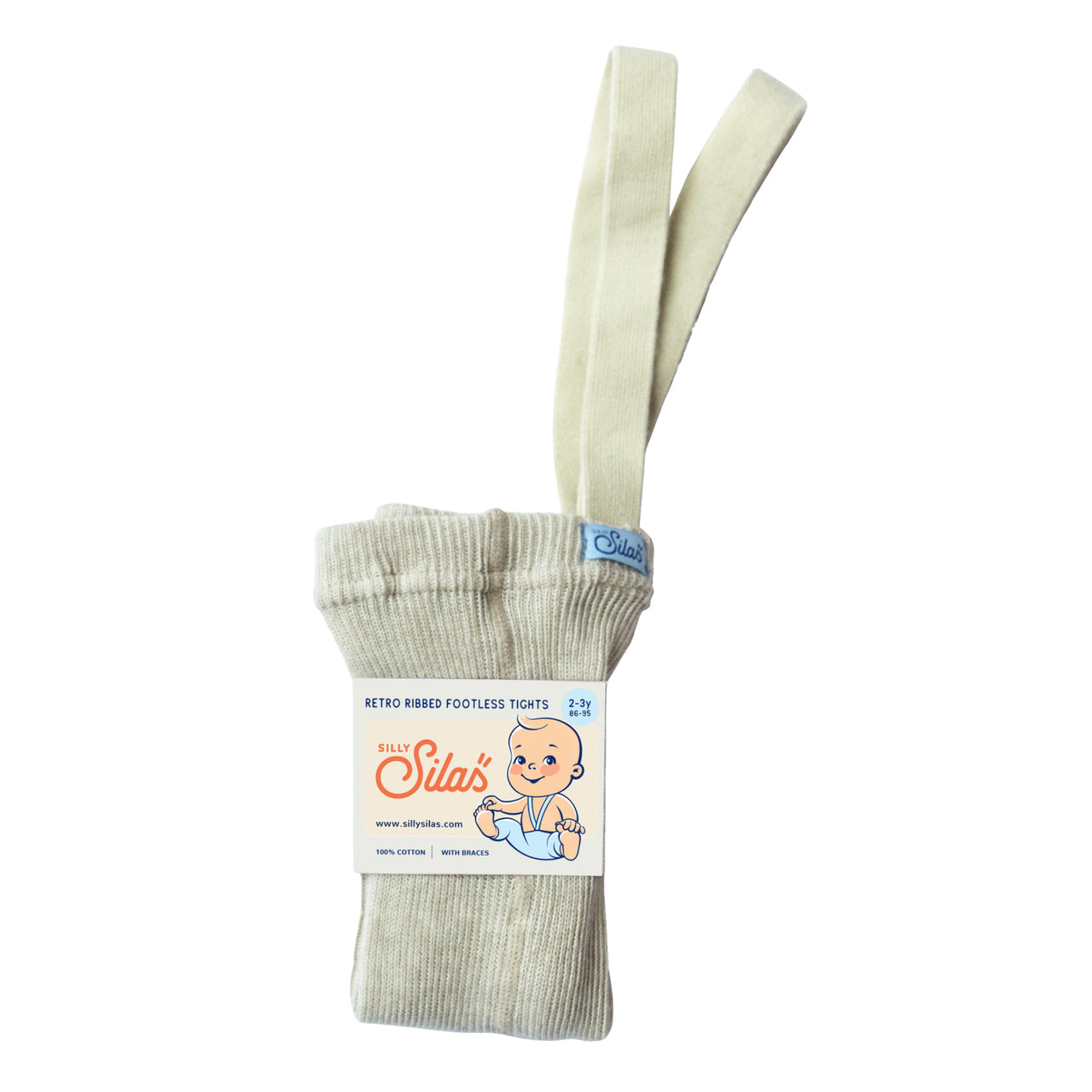 LEGGINSY DZIECIĘCE Z SZELKAMI W STYLU RETRO ZE 100% BAWEŁNY KREMOWE SILLY SILAS