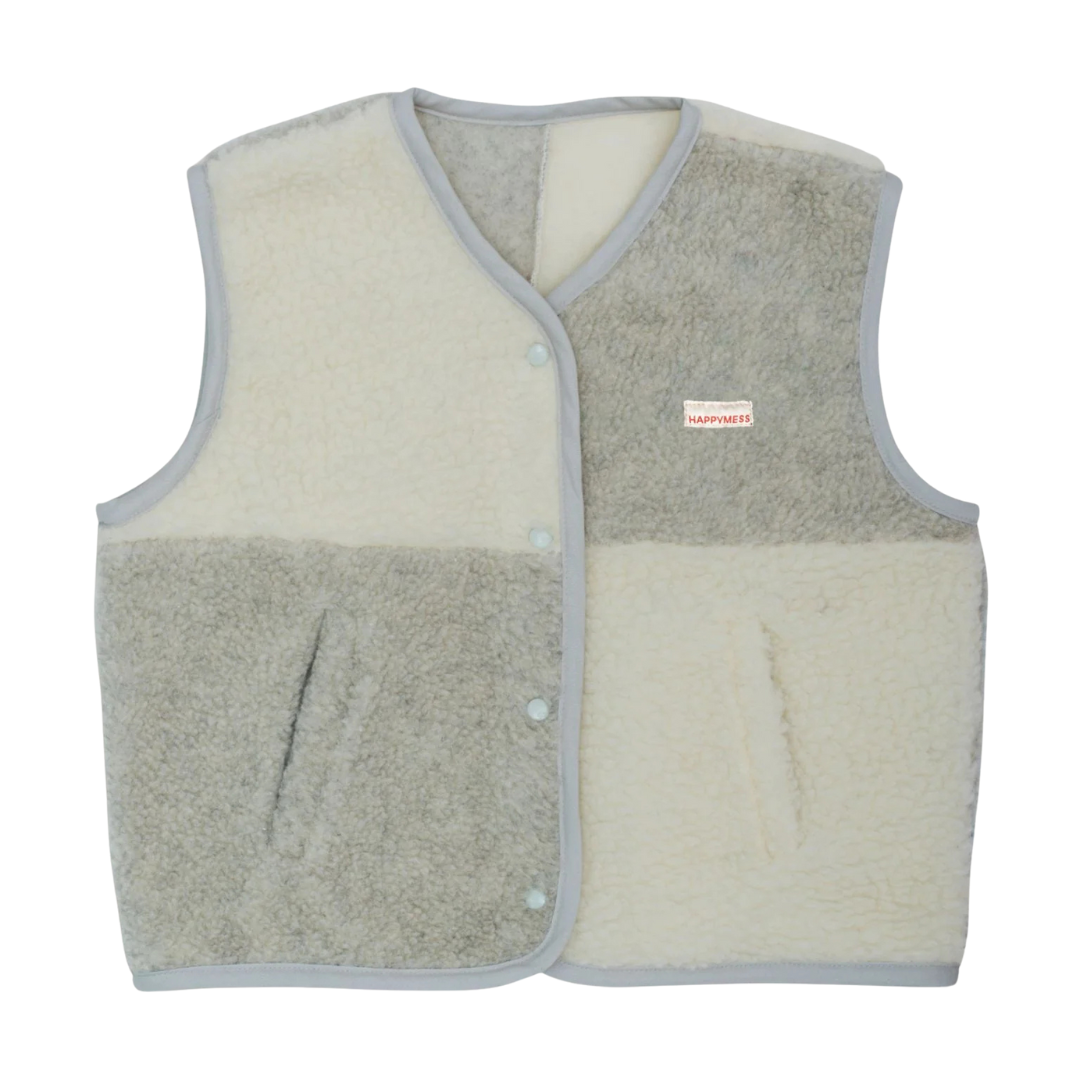 ADULT KAMIZELKA MERINO CREAM & GREY HAPPYMESS