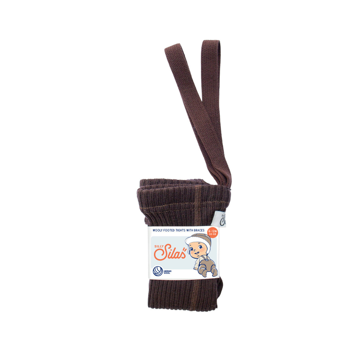 RAJSTOPKI MERINO Z SZELKAMI ESPRESSO BROWN SILLY SILAS