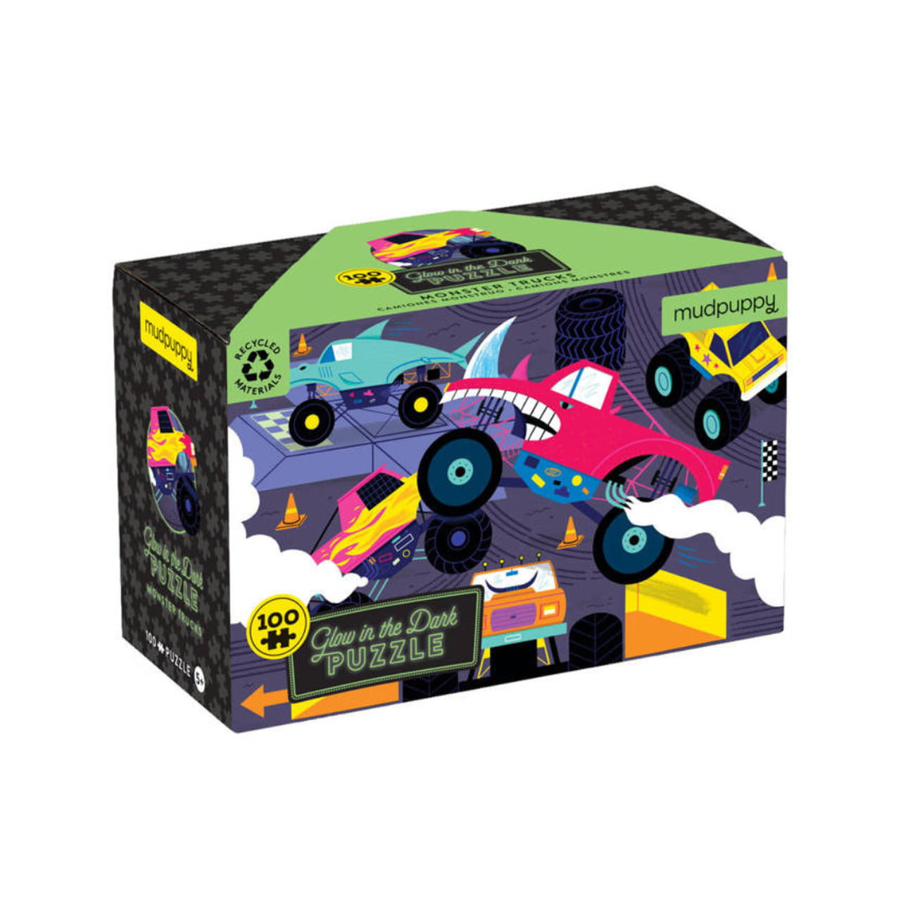 PUZZLE ŚWIECĄCE W CIEMNOŚCI MONSTER TRUCKI 5+ MUDPUPPY